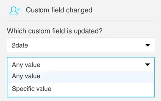 How does the Custom field changed condition work?